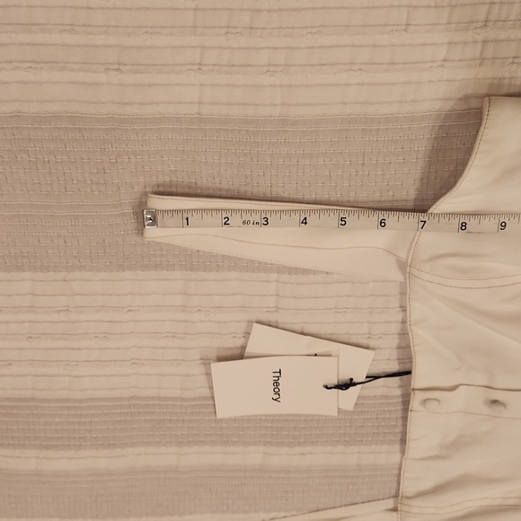 Theory Women's White Kayleigh Linen Blend Sleeveless Mini Shirtdress size 12 - Picture 12 of 16